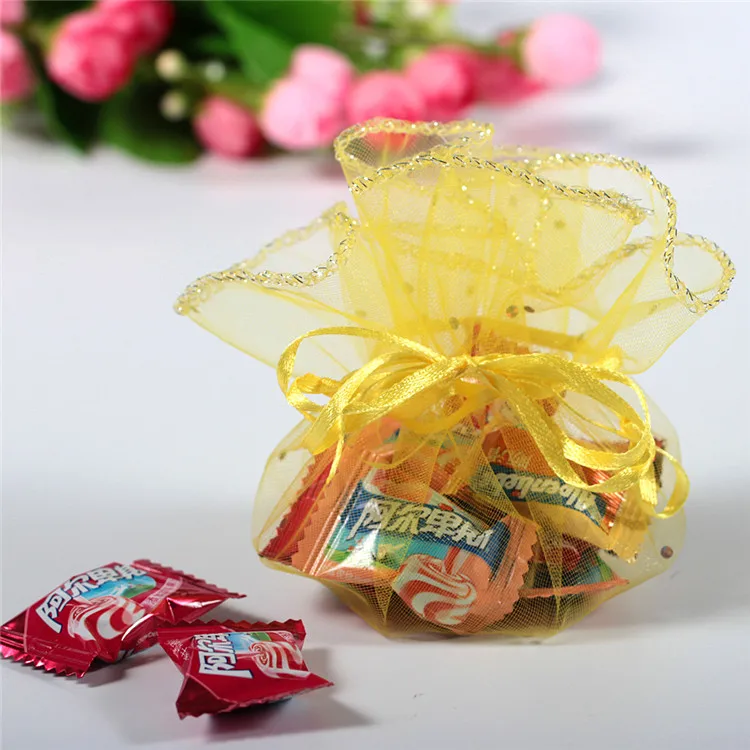 Wholesale 26cm, 35cm, 45cm  round organza candy bags with dots