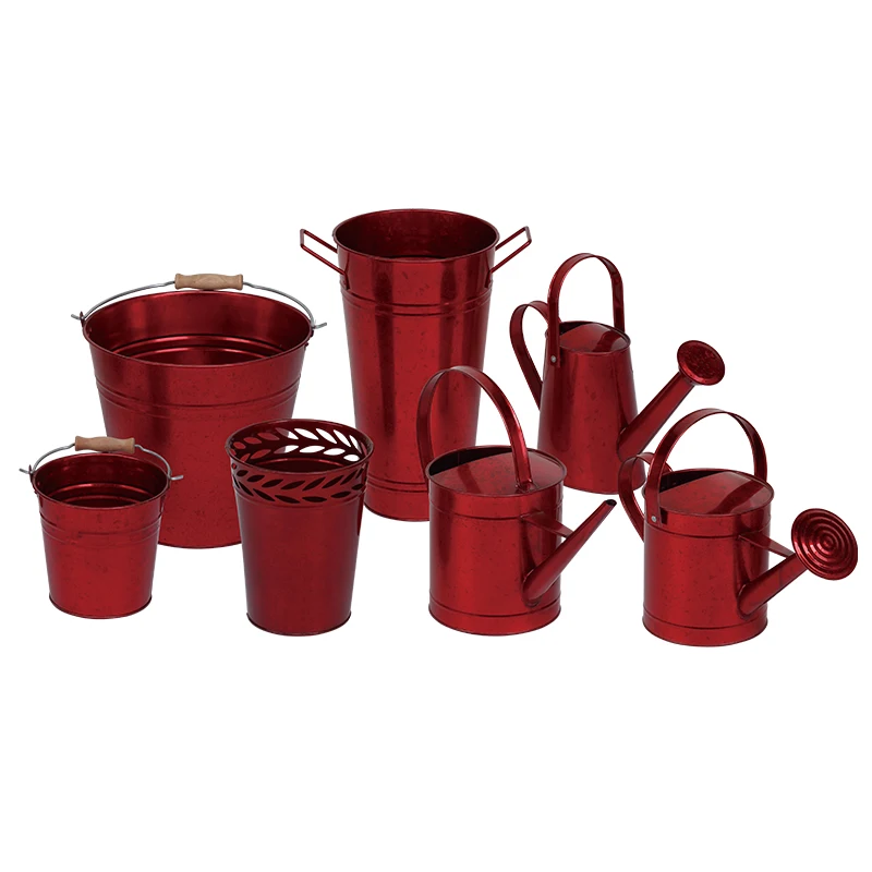 Garden bucket set watering pot metal barrel color Metal galvanized Garden Accessories flower pot planter outdoor container