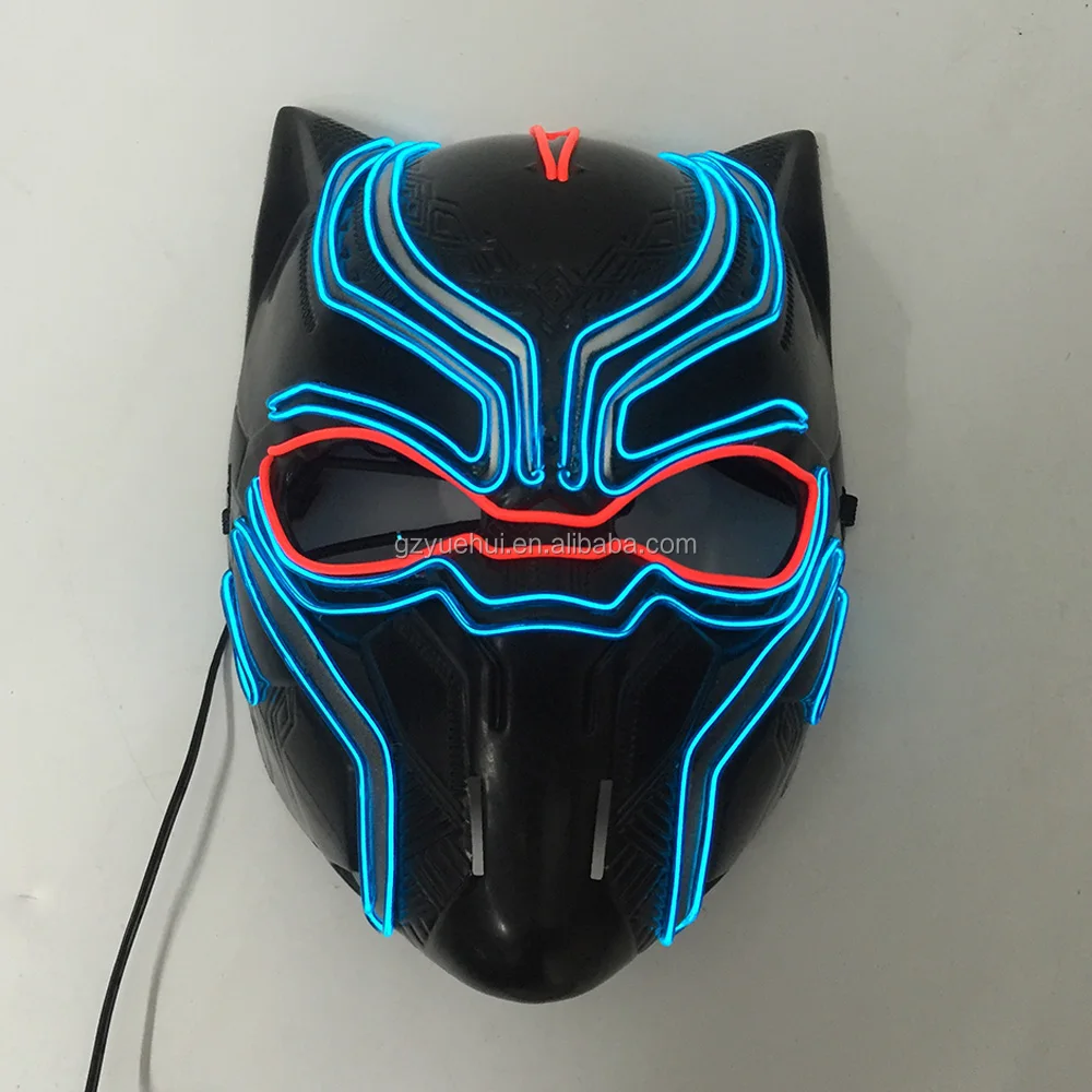 Grand Event Party Supplies EL Cold Light Captain America Figure Mask Light Up Black Panther Design Helmet Mask Holiday Lights