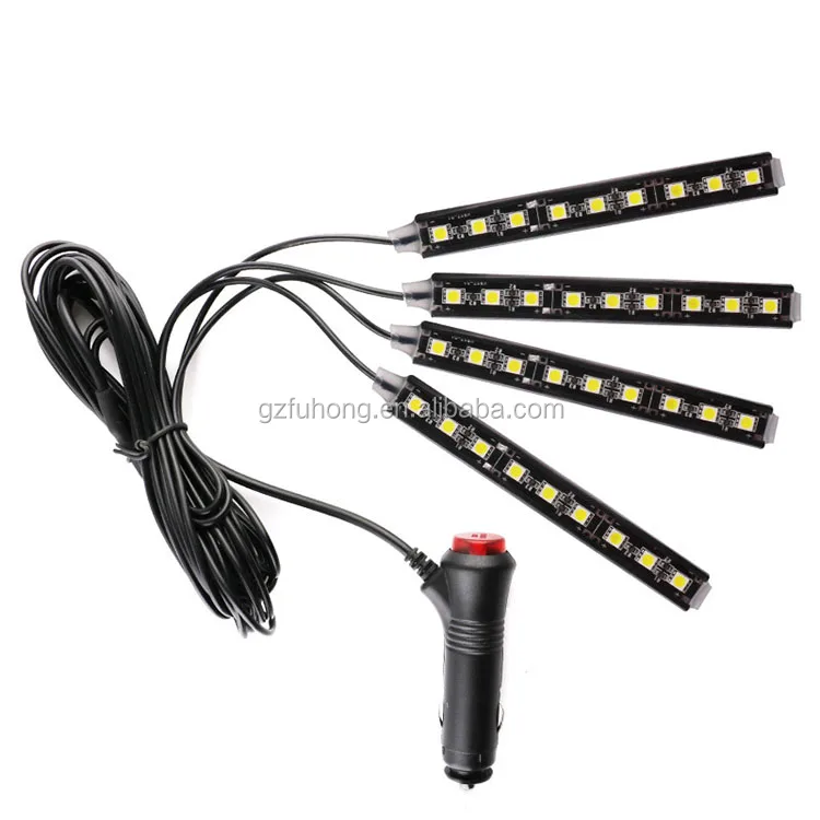 
single color 5050 9 leds 4 pcs led atmosphere lights interior decorating strip for car 