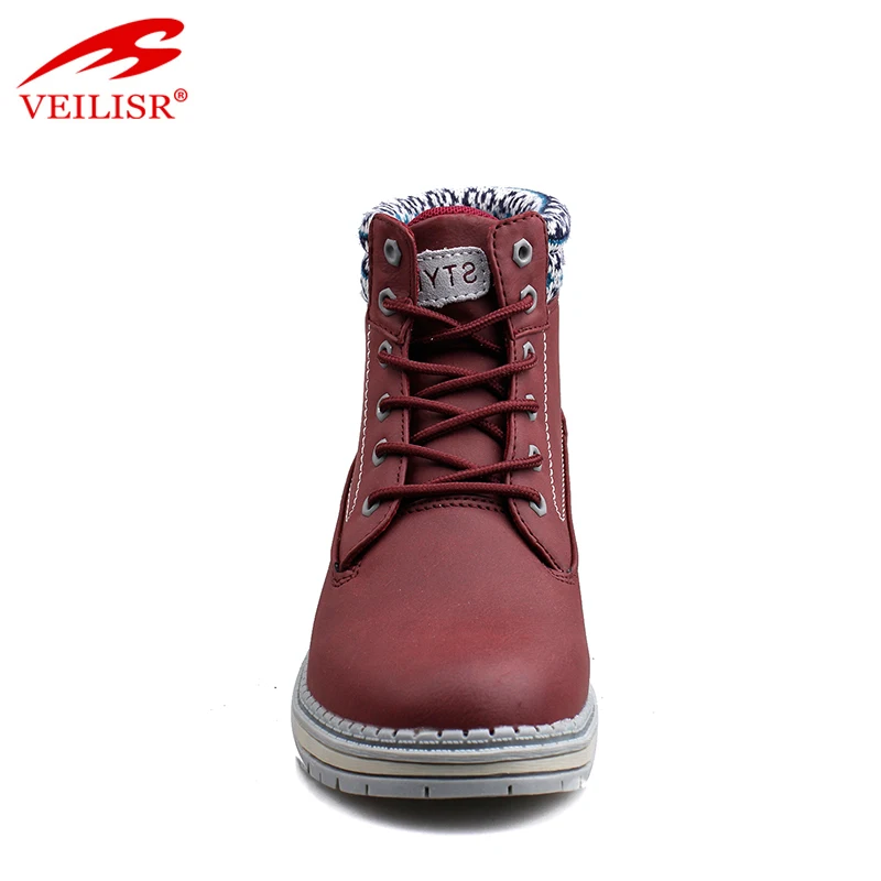 Outdoor faux leather upper fashion mid top footwear winter men boots