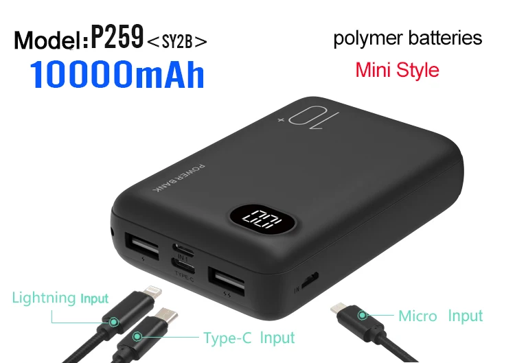 Best selling products  Customize logo portable Dual USB 10000mah LCD Indicator  mobile phone charger power bank