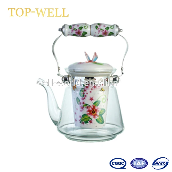 Hot sell 1600ml heat resistant glass teapot cheap teapot borosilicate glass teapot