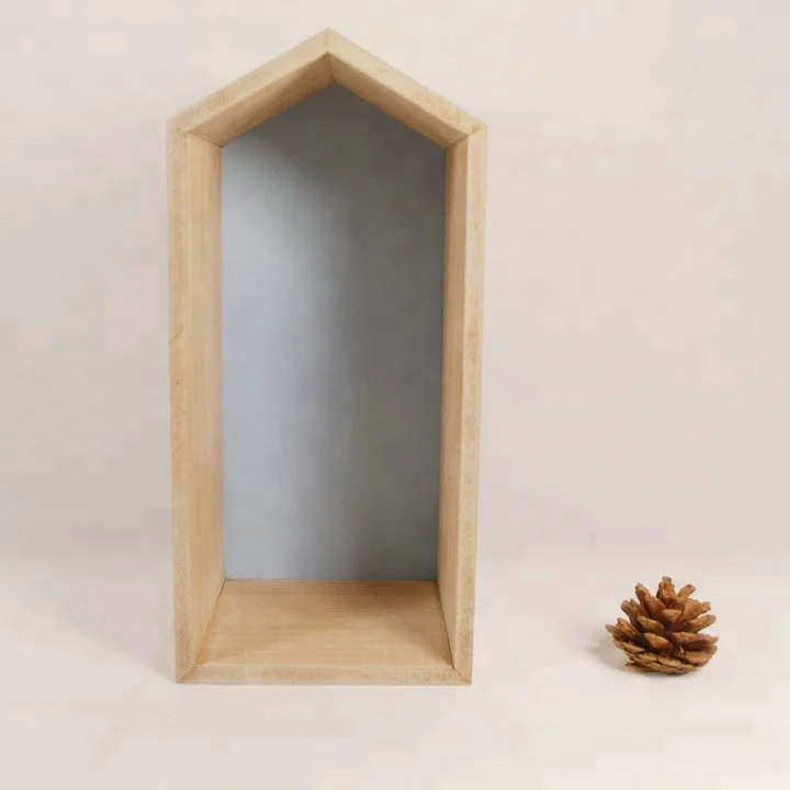 cute functional house-shaped wooden decorative shadow box