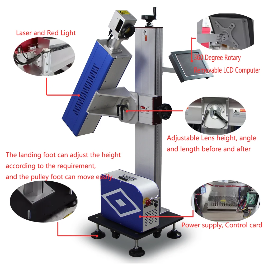 Meenjet Industrial Expiry Date Print Laser Date Coding Machine Co2 Marking Printer for Bottle Jar Boards