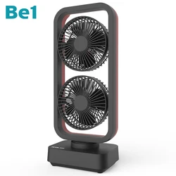 Be1 Windhole-2 Portable Double Blades Auto Shake Battery Operated Clip Fan Usb Rechargeable Camping Fans