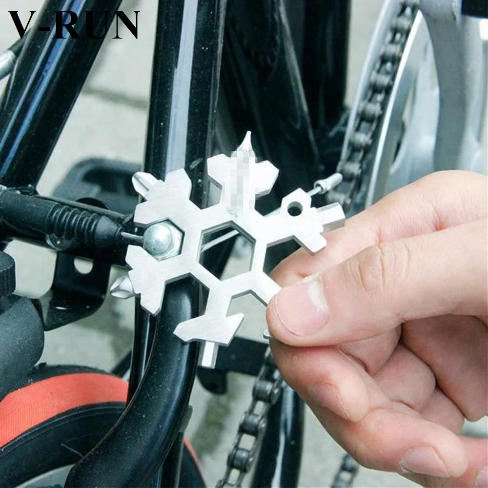 19 in 1EDC metal snowflake keychain snowflake wrench stainless multi tool