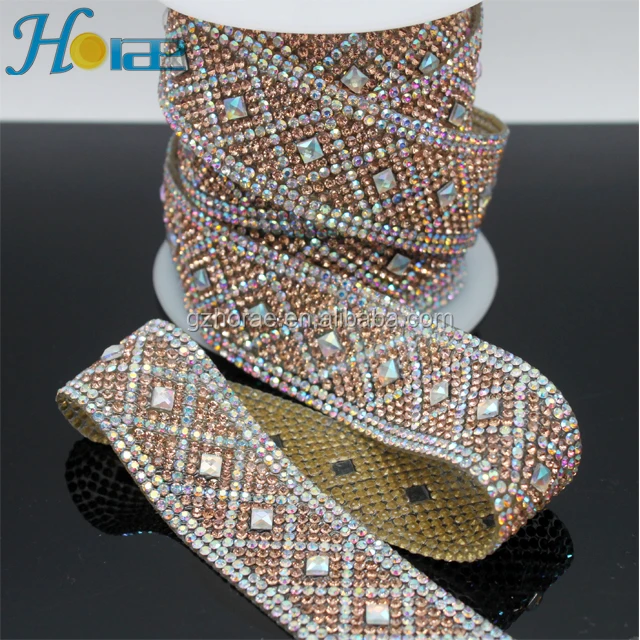 Fancy hotfix new decorative strass chain crystal rhinestone trim for garment
