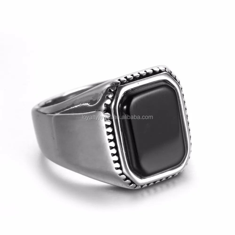 fashion stainless steel jewelry ring for men,latest silver plated man ring designs,black stone ring for men