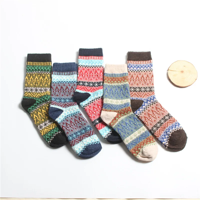 Winter Thick Warm Stripe Wool Socks Casual Hombre Sock Business Male Socks