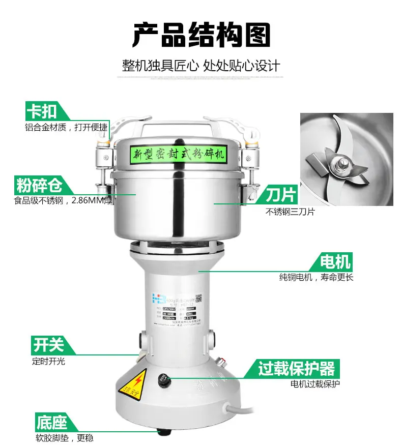 HBF-12 Portable High Efficient Spice and Grain Pulverizer