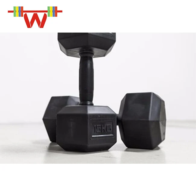 Qingdao Crossfit фитнесс с резиновым покрытием, литой шестигранный гантель