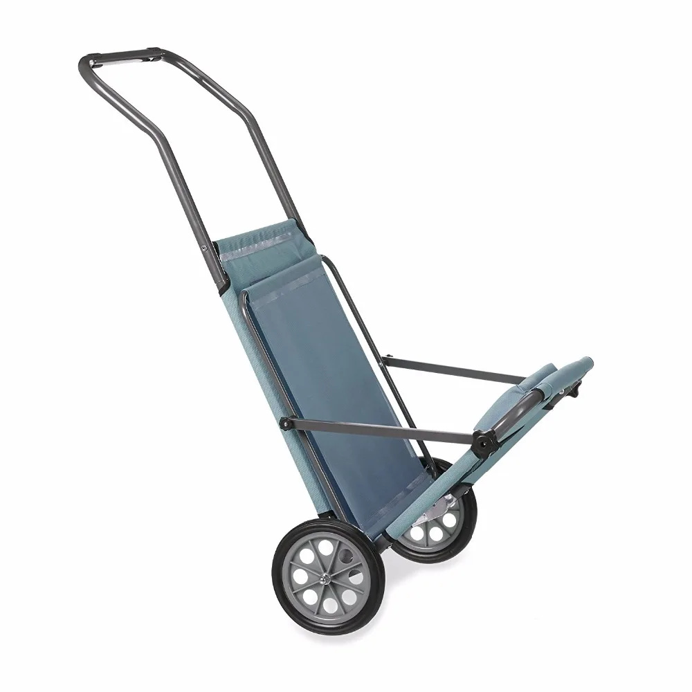 Outdoor Foldable Beach Lounger with Wheels and Shade, Adjustable Backrest