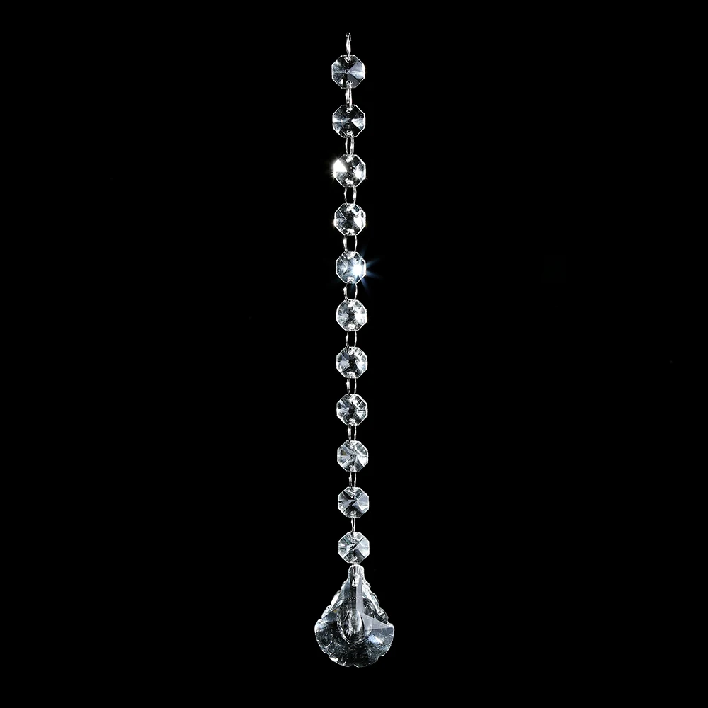 Factory direct sale clear octagon bead chain hanging crystal bead strand garland for wedding home decor