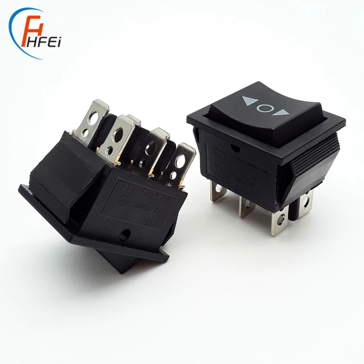 HF hot sale Double throw t105/55  DPDT ON-OFF neon lamp 12a 125vac rocker switch kcd4
