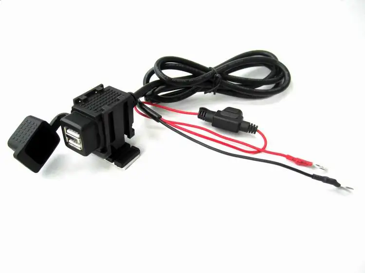 Dual USB Port 12V Waterproof Motorbike Motorcycle Handlebar Charger Adapter Power Supply Socket for Phone GPS MP4