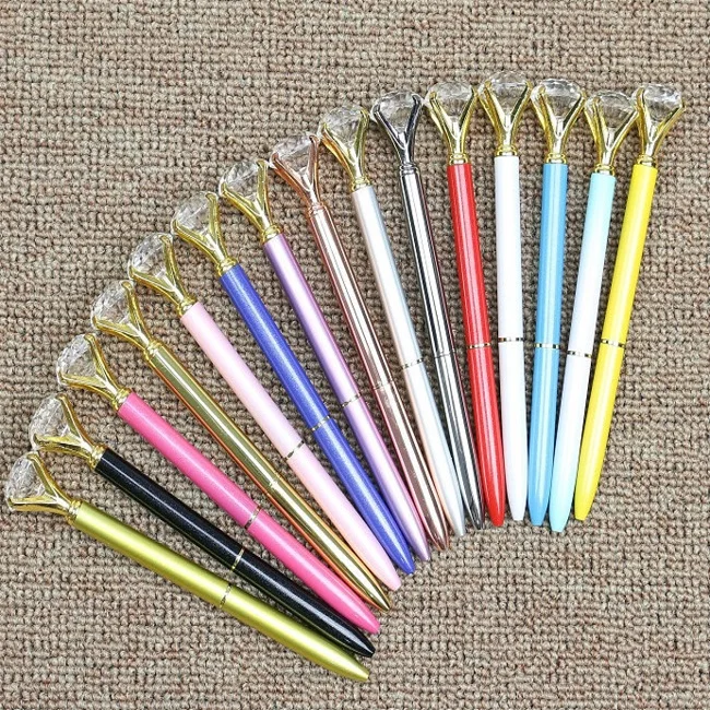 New 2018 Big Diamond Pen Metal Ball Pen/ Glass Crystal Pens/Advertising Pens Customization
