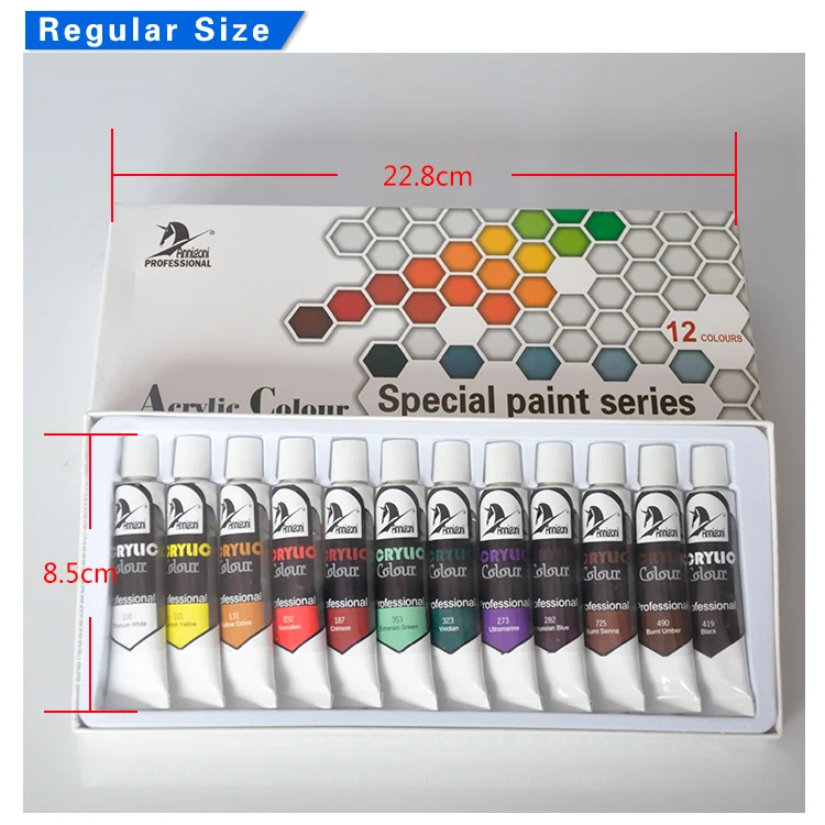 Acrylic Paint Set 12 Colors 12ml Art Craft Paint Supplies Packed In Bottle For Kids, Student And Artist