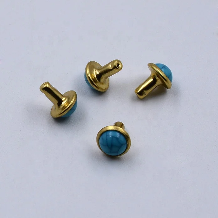 
Brass shank turquoise stones half pearls rhinestone crystal rivets for leather bags 