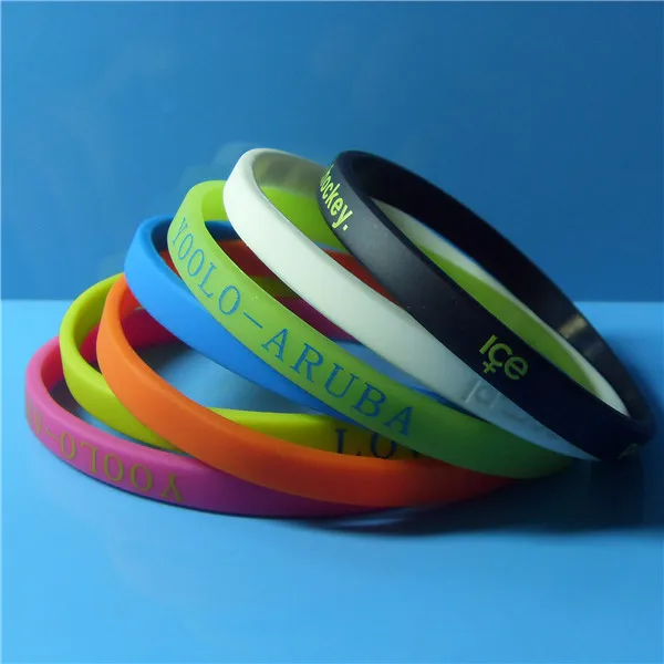Customized Thin Silicone Wristbands, 6mm Silicone Bracelets, Customized Silicon Wristbands
