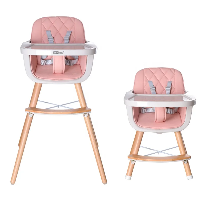 Luxury baby  feeding highchair with removable tray baby eating chairs adjustable wooden leg Modern kids chair