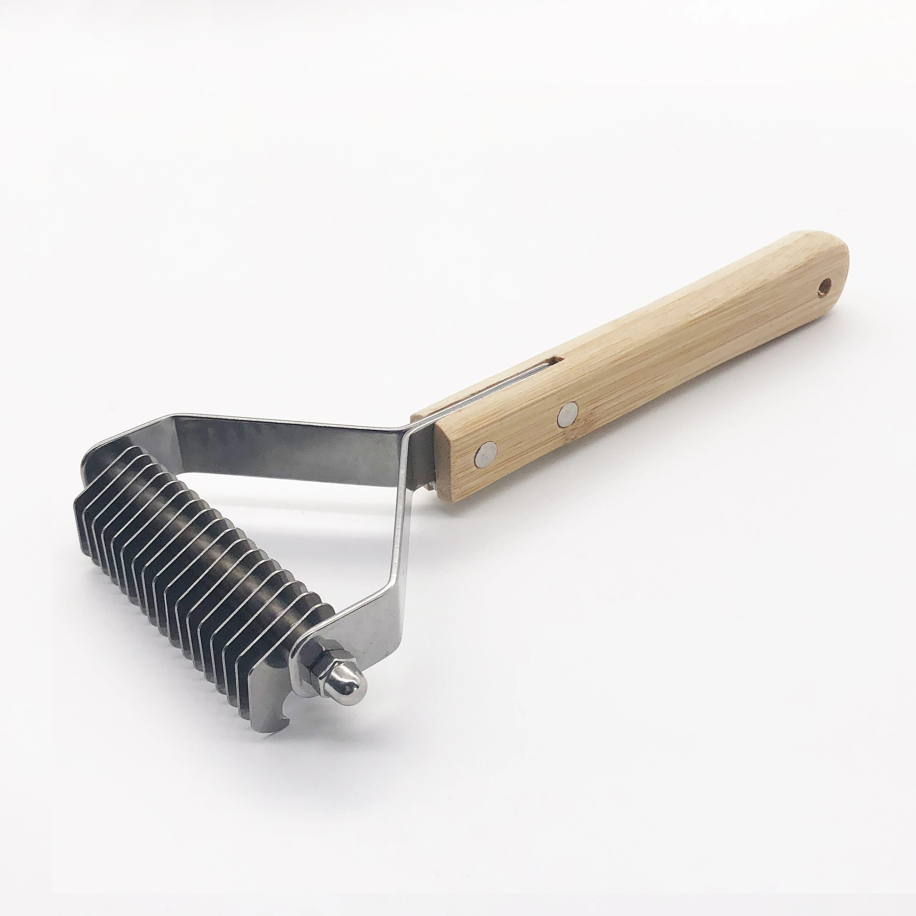 Bamboo handle dog undercoat rakes one side double side dematting tools