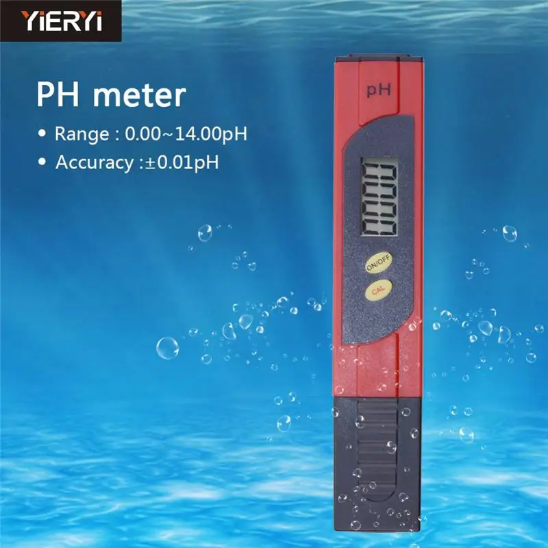 New Pocket Digital PH Meter LCD Display Aquarium Pool Water Wine Portable ph Meter Tester with Yellow Pen