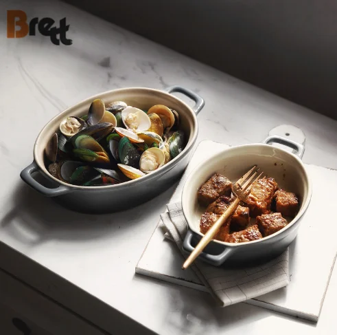 Столовая посуда из Гуанчжоу, жаростойкая серо-фарфоровая суповая посуда с крышкой