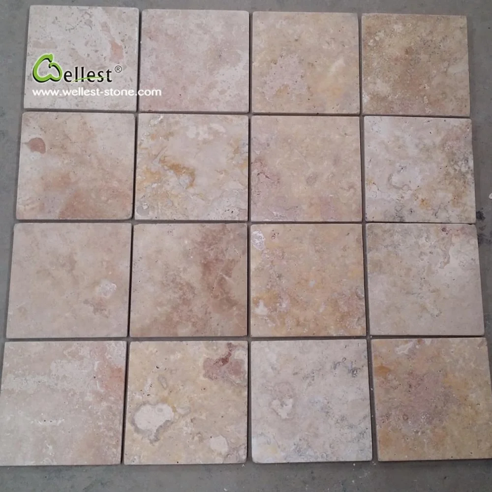 
natural travertine tumbled cube stone for paving stone 