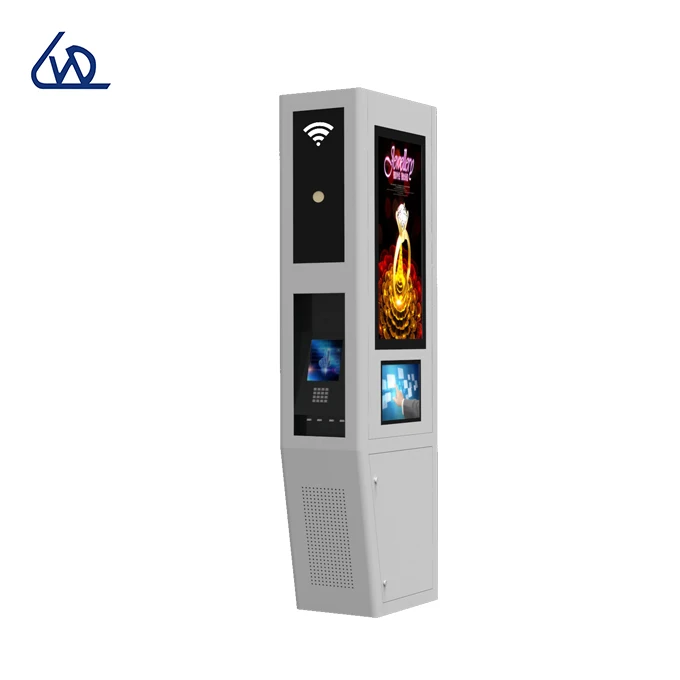 55 65 75 inch Floor standing advertisement kiosk totem waterproof phone booth LCD outdoor digital signage device