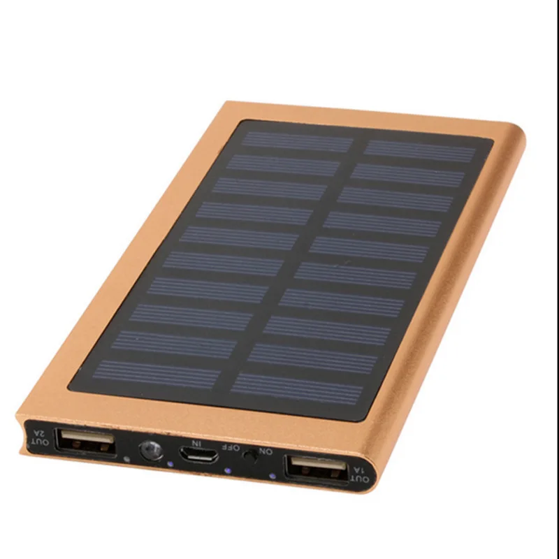Factory Wholesale Slim cell phone Solar Power Bank 10000mah Power Banks Portable Charger LED External Battery PowerBank