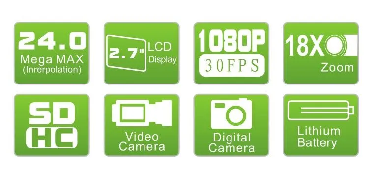 
8X Digital ZOOM 16 MP Image Video VCR HD 1080P Digital Camera Recorder Device 