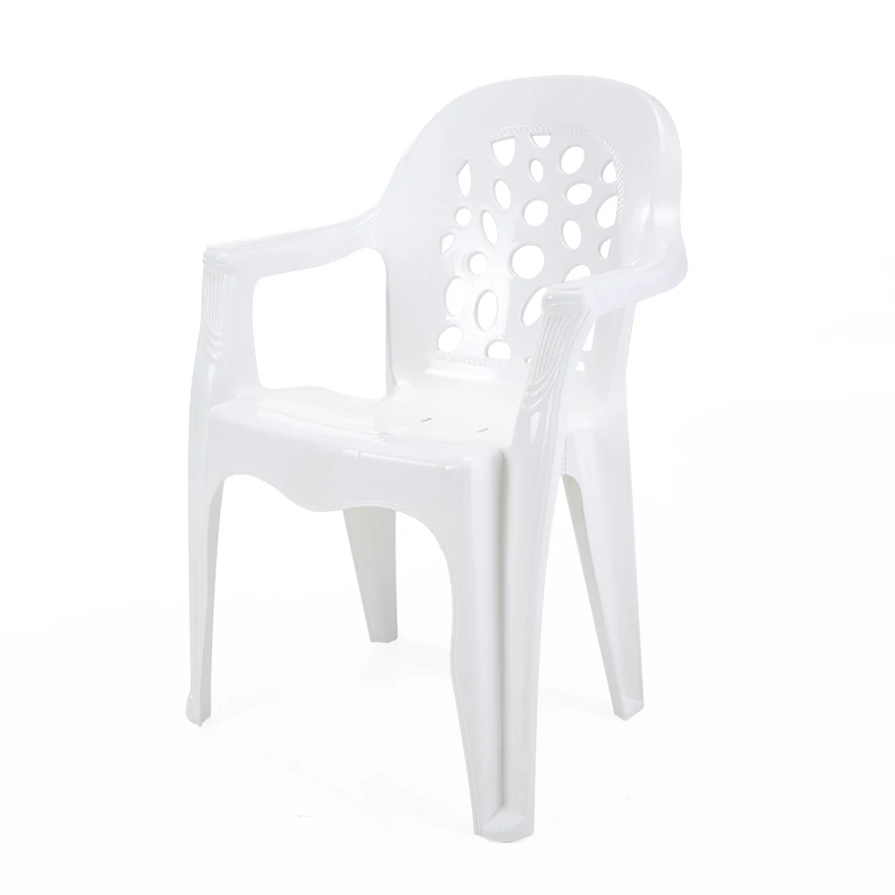 China factory party patio garden outdoor furniture polypropylene pp resin cheap monoblock white plastic chair with arms