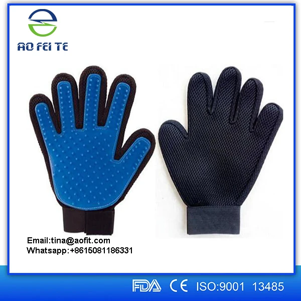 China Wholesale Five Finger Deshedding Glove Dog Grooming Brush Pet Grooming Glove