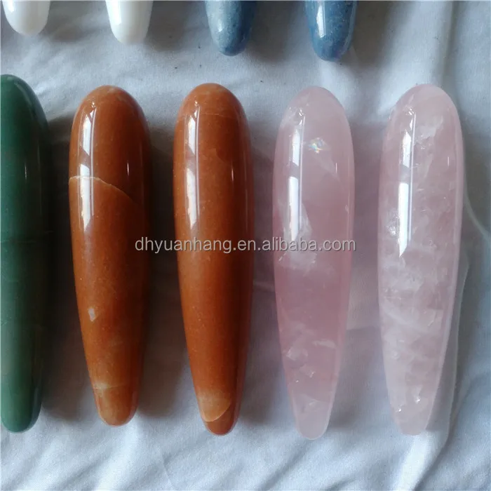 Natural assorted crystal stone massage wands rose quartz crystal yoni dildo for body use