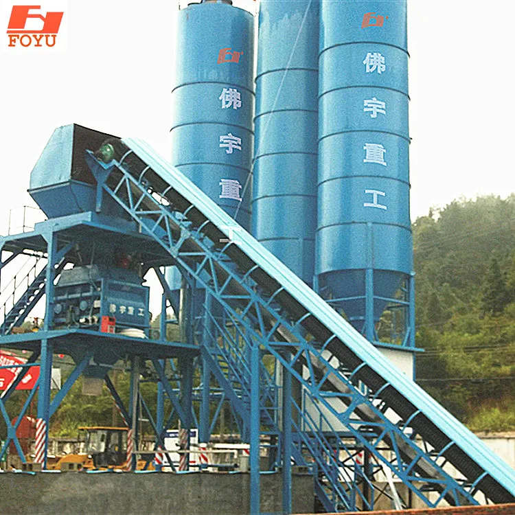 Low cost, stable quality, fully automatic operating system HZS150 large concrete mixing plant station manufacturer