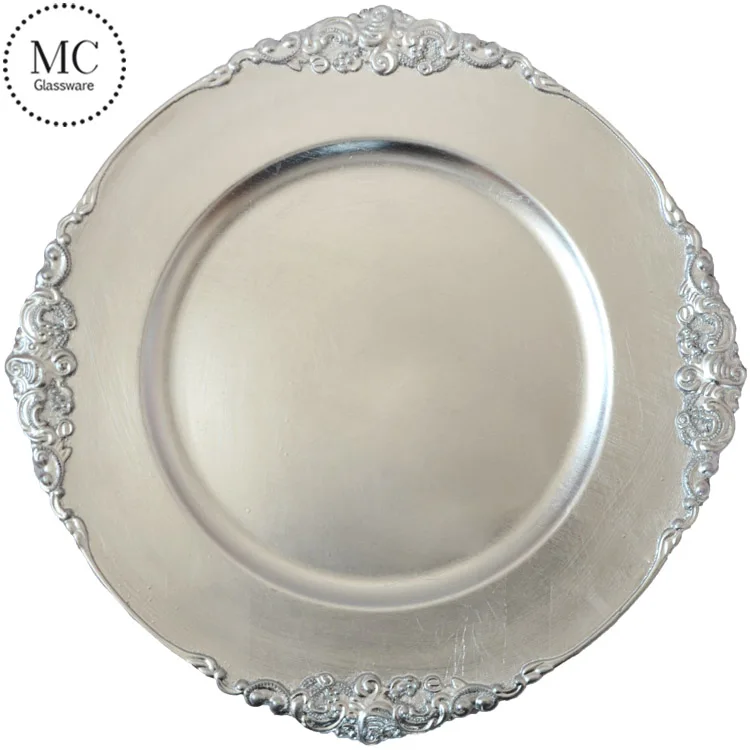 Disposable golden plastic charger plates wholesale