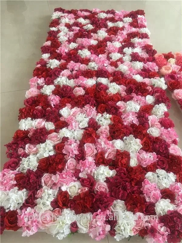 Customized Artificial Silk Wedding Roll Up Flower Wall Rose Backdrop