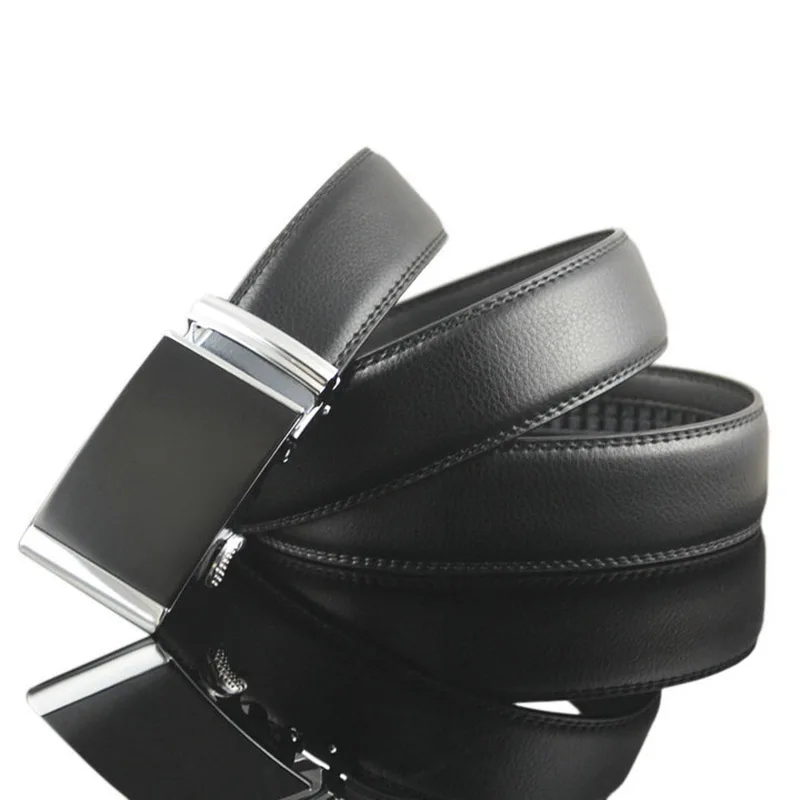 Male Automatic Buckles Vintage Jeans leather Mens Ratchet Slide Belts