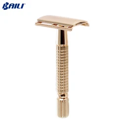 Eco friendly razor set rose gold double edge blade safety razor for men shaving