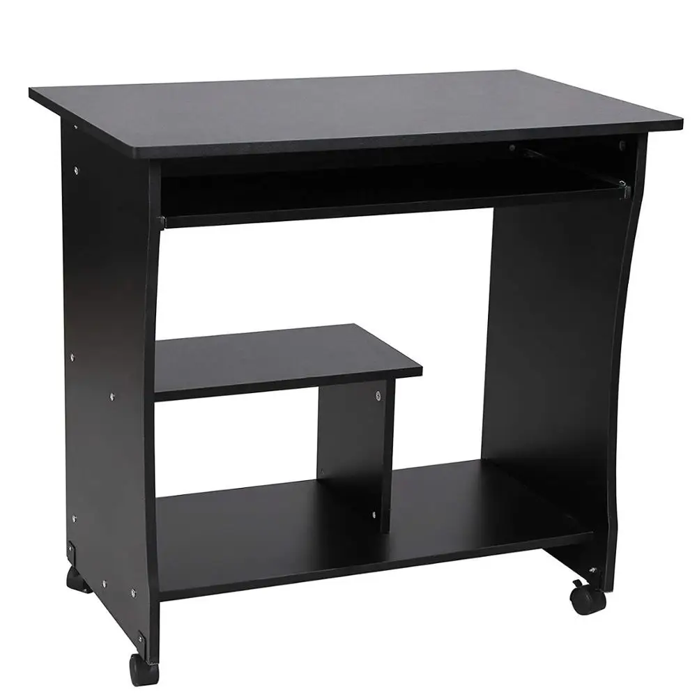 Movable Computer Desk Home Office Desk for Small Spaces Sturdy  with Sliding Keyboard and Shelves