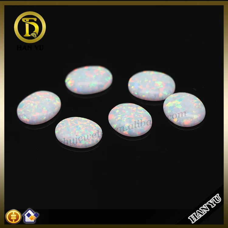Synthetic #OP17 white cabochon oval shape 8*10mm cabochon opal stone price