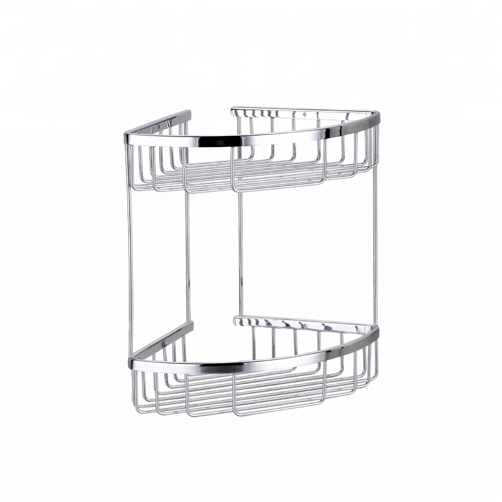 Wall Mounted Triangle 100% Brass Basket Shower Caddy Brass Hanging Basket MK-079-CR