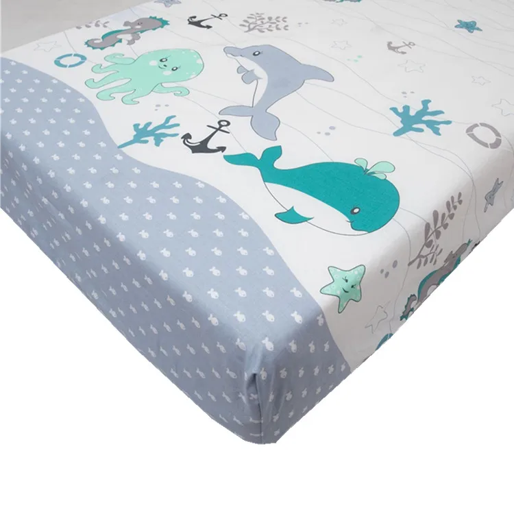 
2017cotton fitted baby crib sheet carton pattern baby sheet 