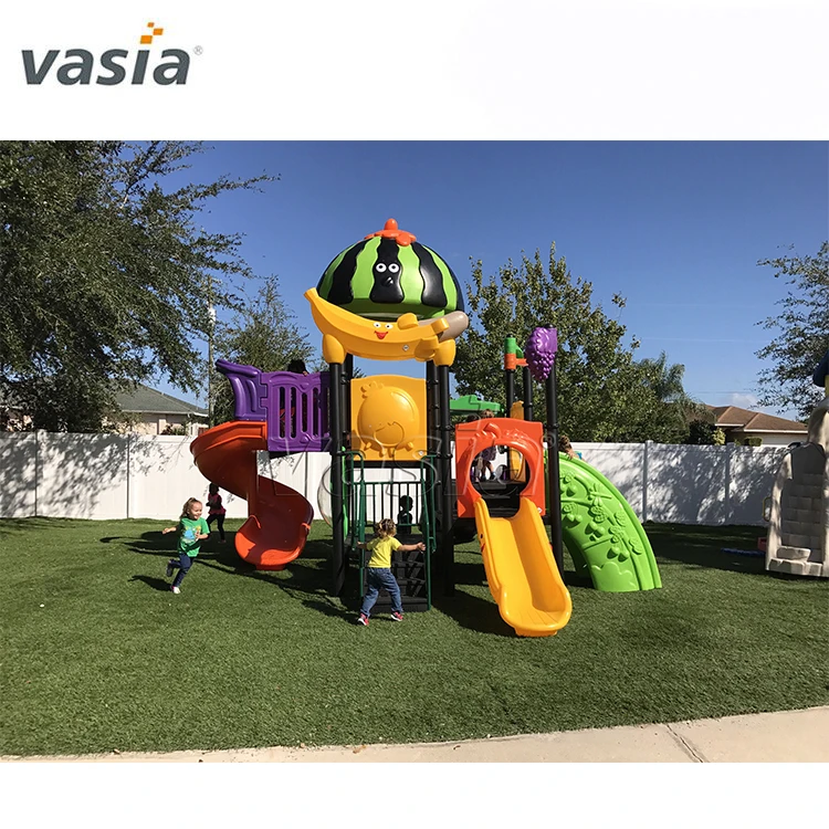  Китай надежного поставщика Vasia красочная дешевая Парк игрушки для детей пластиковый годный использования вне помещения игровая площадка с качелями и качели