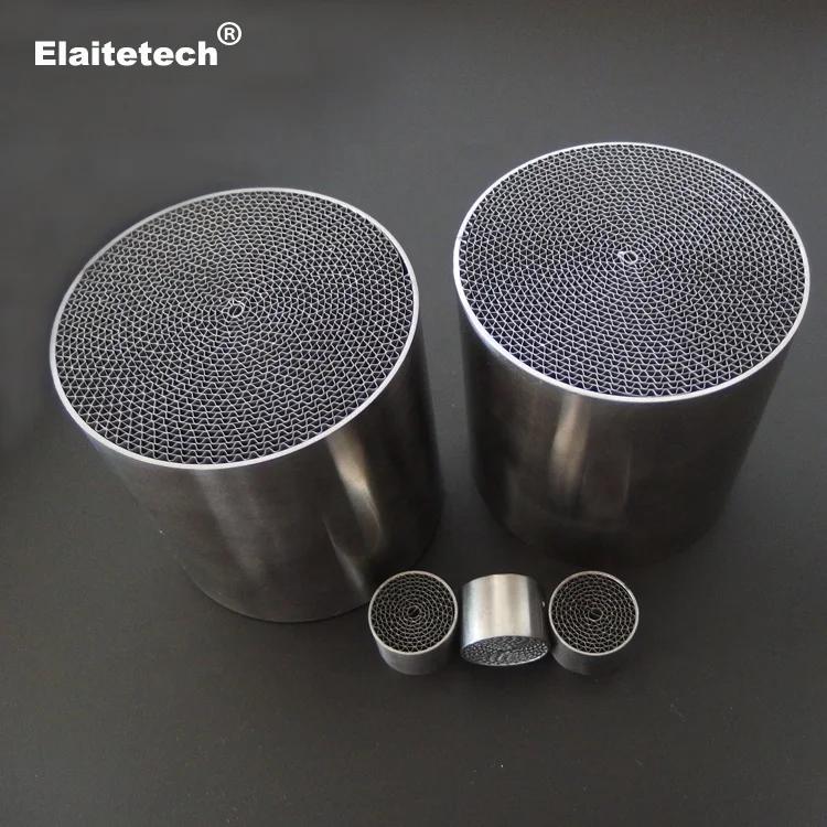 Metallic honeycomb monolith catalyst support/carrier for DOC catalytic converter