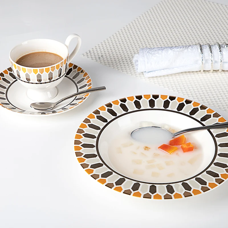 Top Choice Banquet  Embossed Gold Ceramic Dinnerware Set, Porcelain Ware In Bone China~