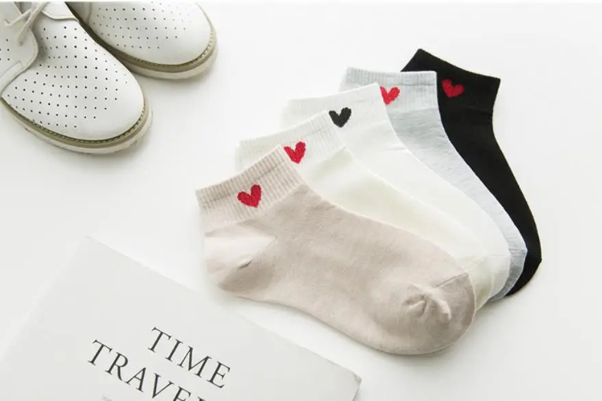 new fashion pattern embroidery heart women ladies girls high casual comfy soft low cut socks