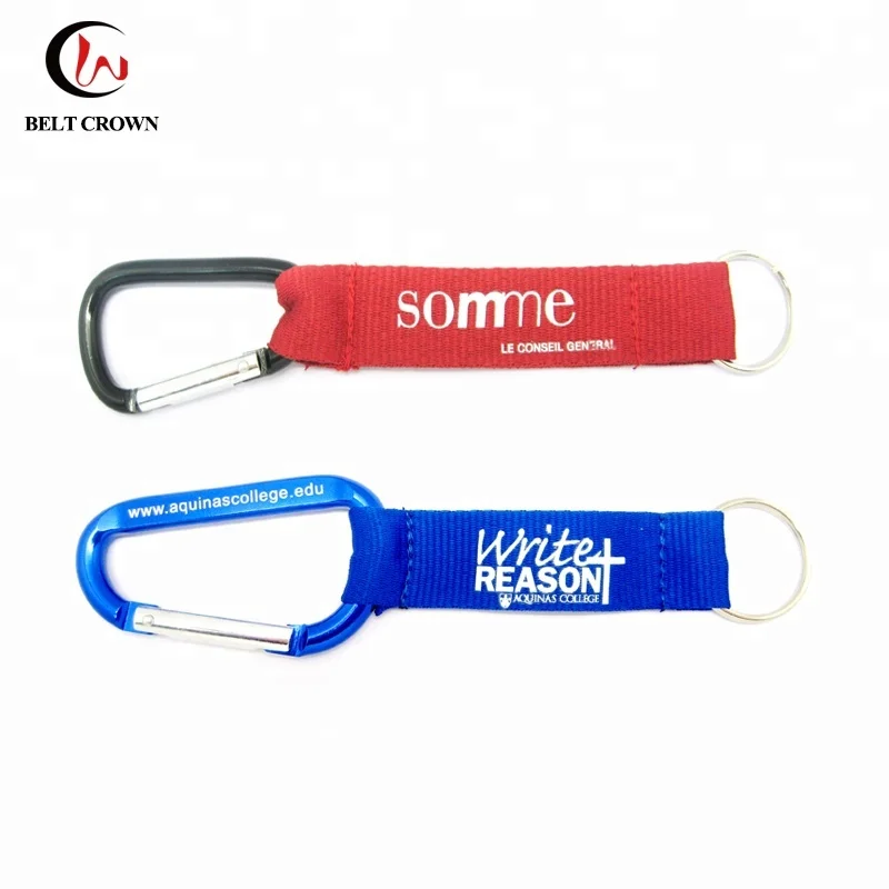 Factory supply custom carabiner with strap and keyring