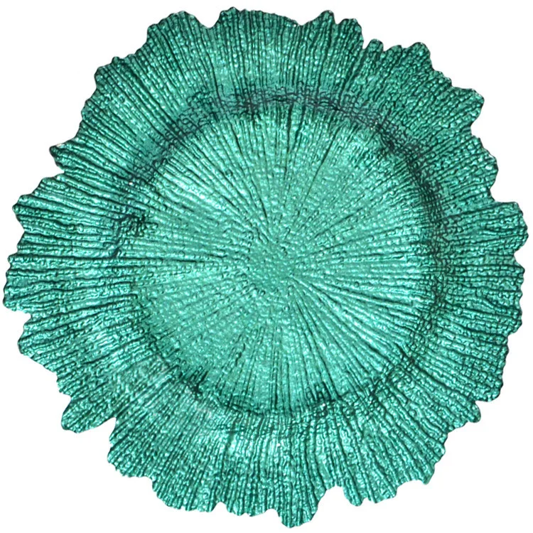 Catering Black Color Glass Charger Plate Decorative Tableware for wedding